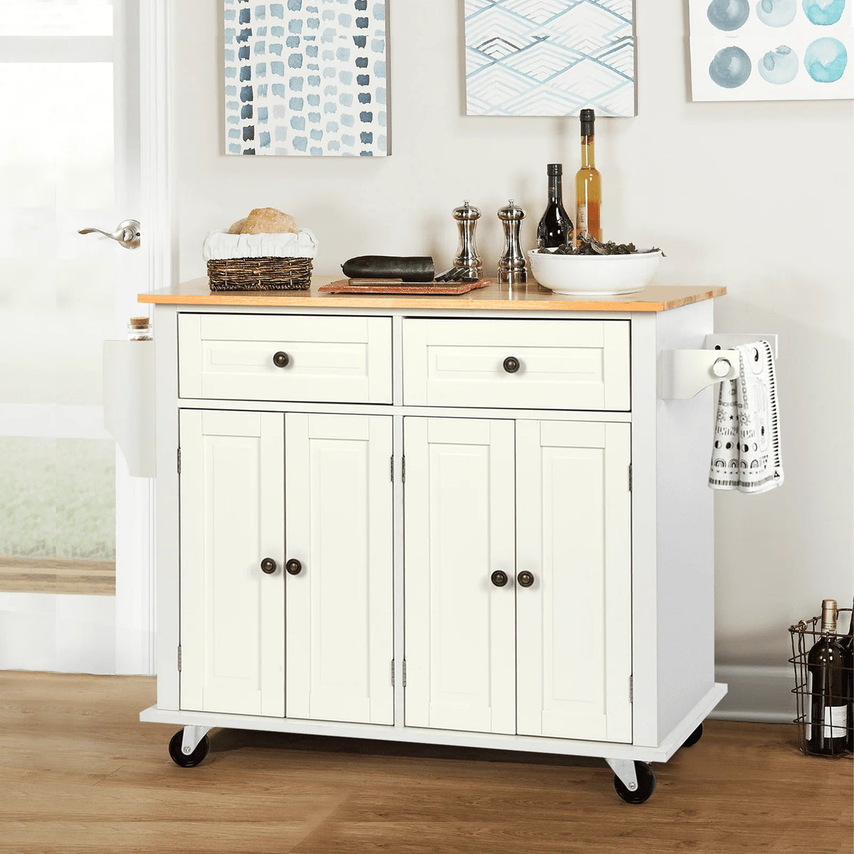 Richya Kitchen Island with Storage, Rolling Kitchen Cart with Lockable Wheels - Product image 4