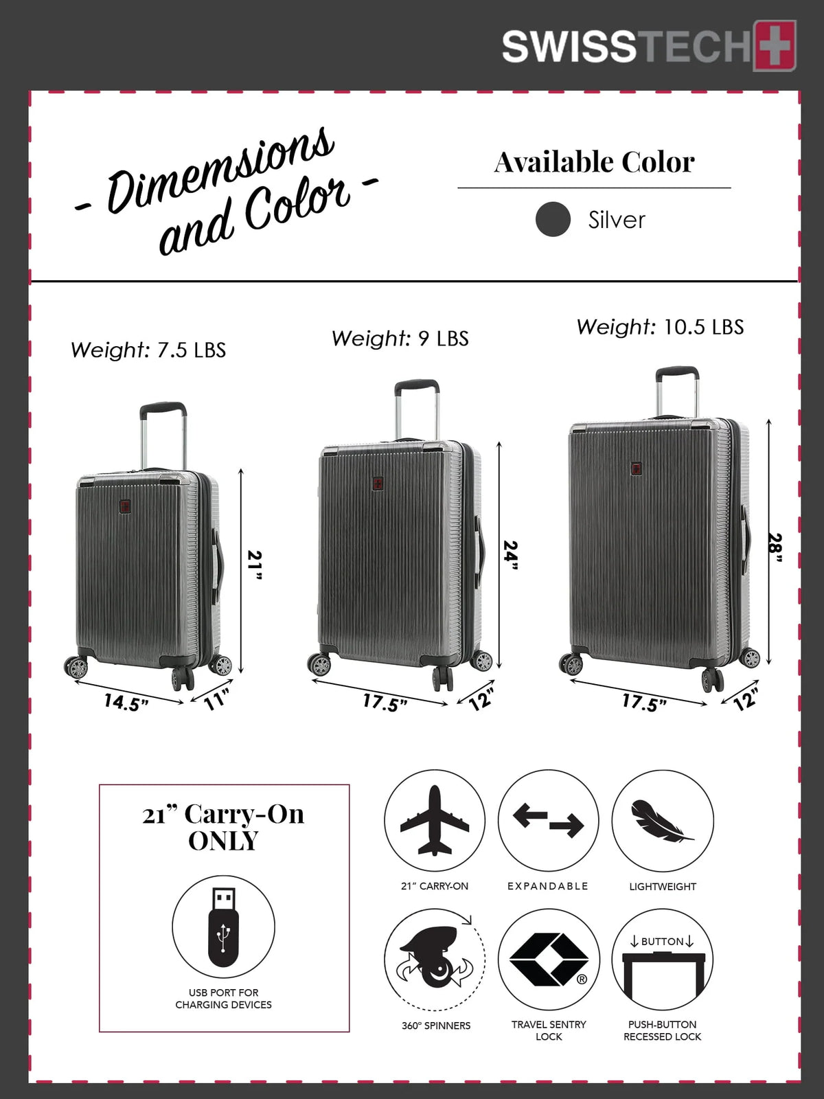 Swiss Tech Excursion 29" Hard Side Rolling Upright Luggage - Charcoal - Product image 4