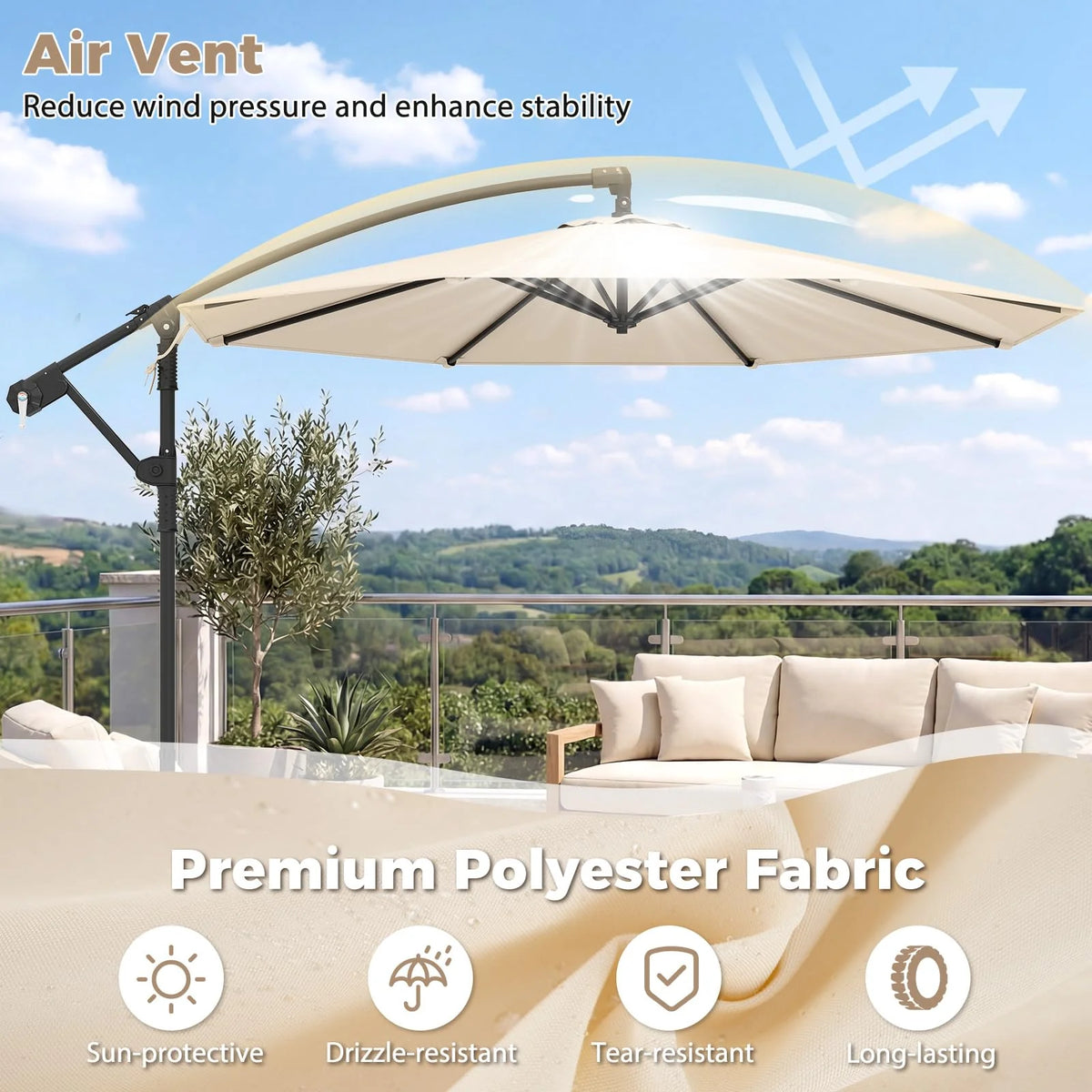 Tangkula 10ft Patio Umbrella with Base Included with 360 Degree Rotation - Product image 5