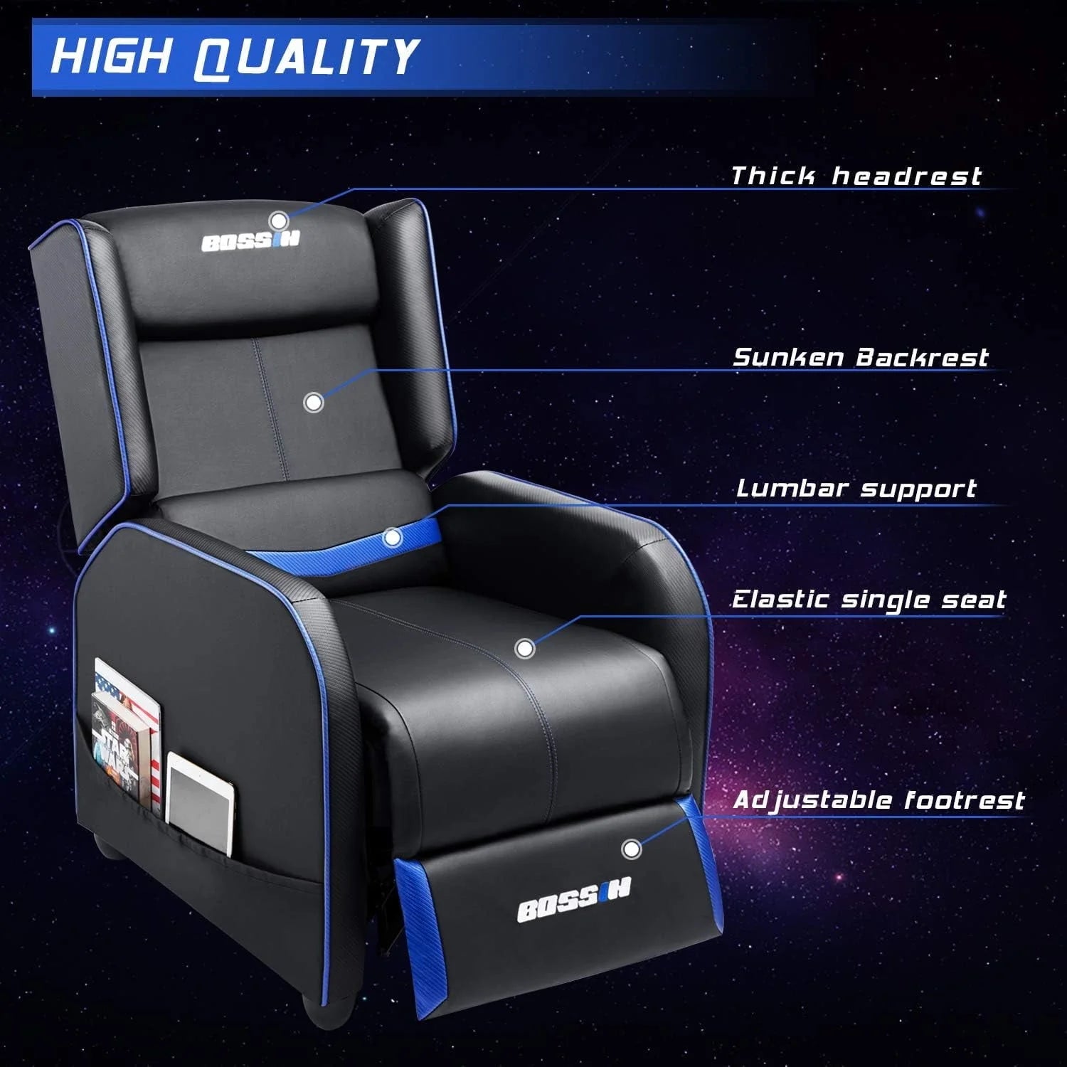 PUKAMI Gaming Recliner Chair for Adults 400 lb Racing Style Sofa Big and Tall PU Leather Recliner Seating - Product image 11