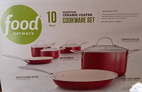 Food Network 10-pc. Nonstick Ceramic Cookware Set Red - Product image 1