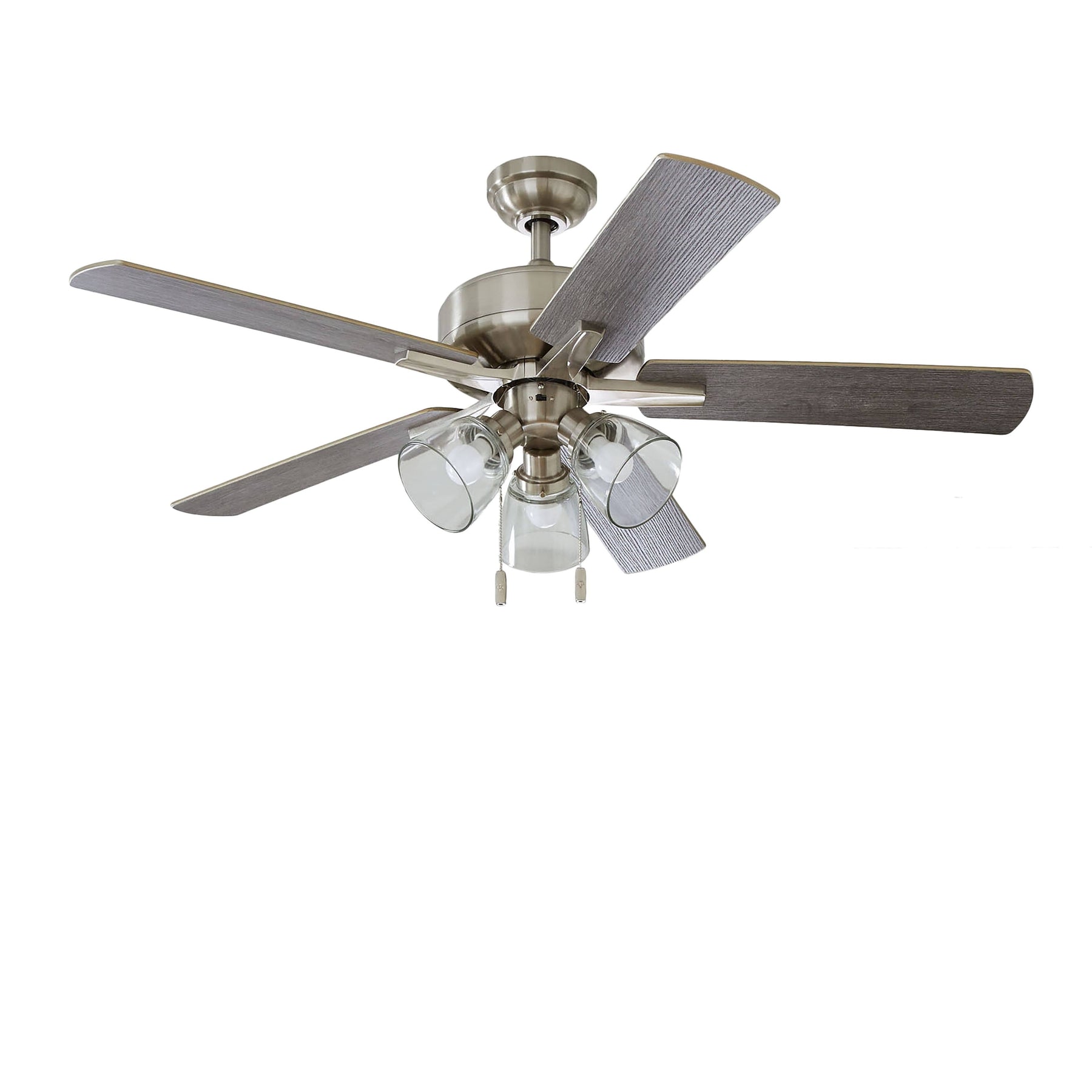 Better Homes & Gardens 52 inch Nickel Coastal Ceiling Fan, 5 Reversible Blade, 3 LED Bulbs Included - Product image 1